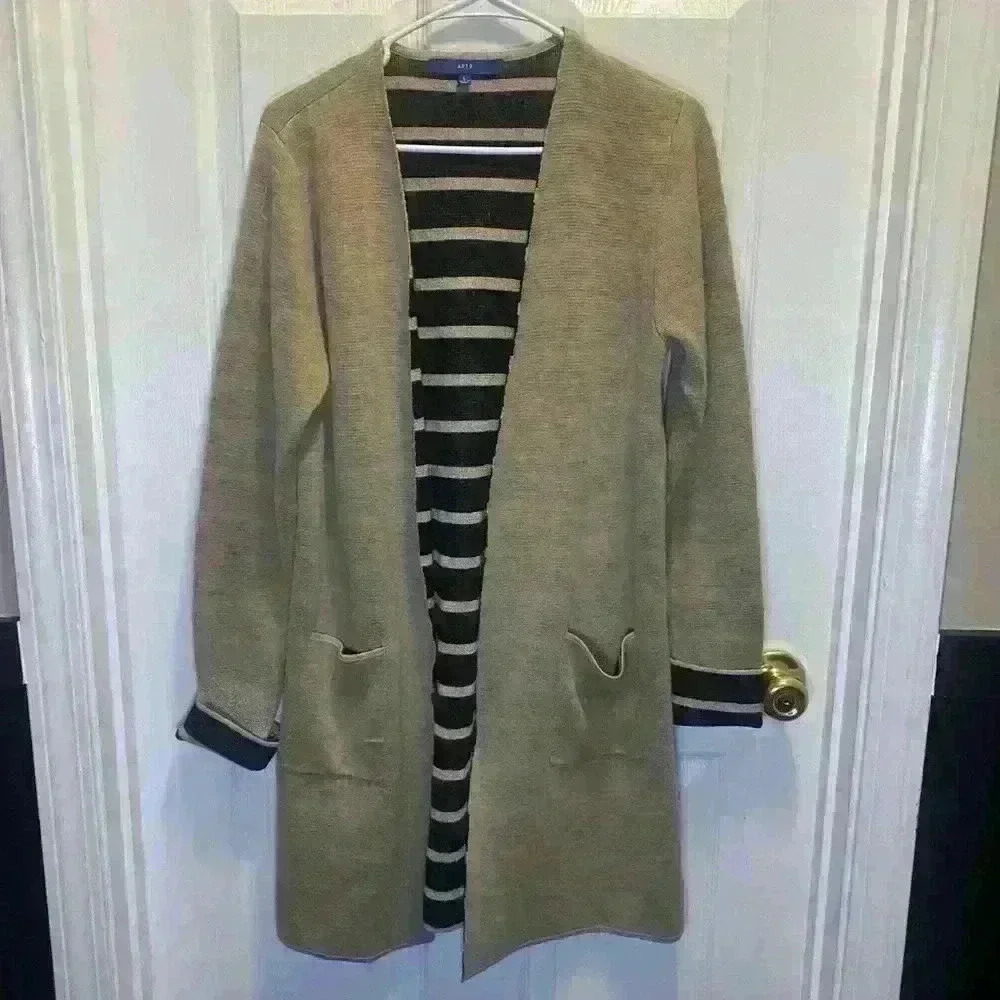 Tan Cream Black Colored Apt. 9 Long Cardigan